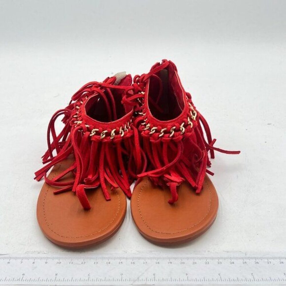 YDN Women Flip Flop Sandals Fringes Thong Flats Shoes Women Suede Tassels Metal - Picture 3 of 8